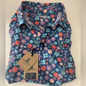 NWT Chubbies Mens Short Sleeve Spring Petal Printed Performance Polo Shirt Sz S
